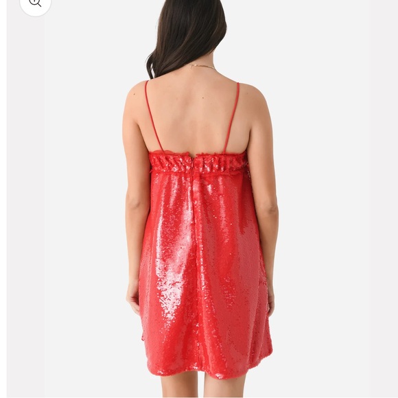 GANNI Sequinned Sleeveless Mini Dress in Red NWOT Last Chance Size 36 - Picture 11 of 15
